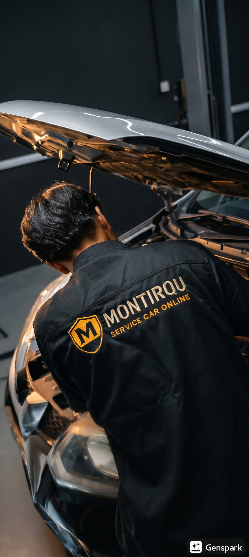 Montir profesional MontirQu memperbaiki mobil di lokasi pelanggan Jakarta Bekasi
